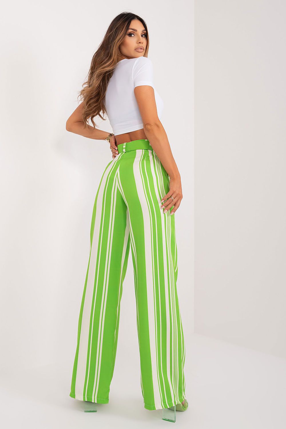 Striped Wide-Leg High-Waist Pants