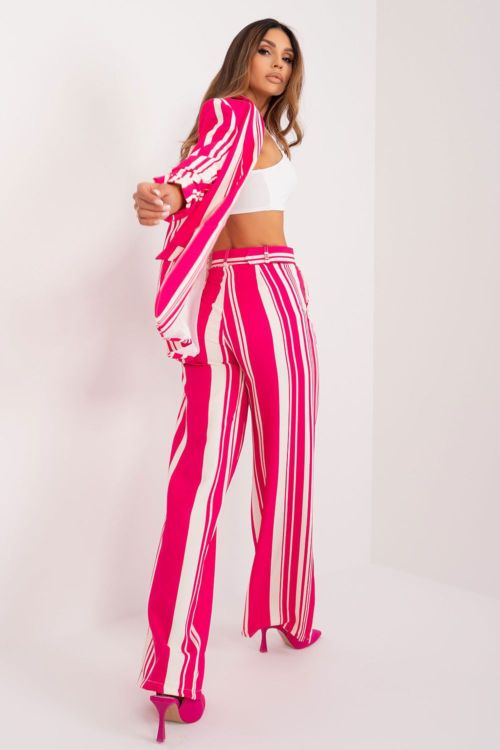 Striped Wide-Leg High-Waist Pants