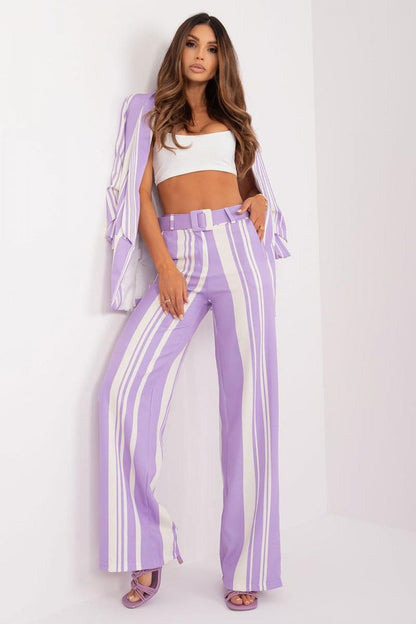 Striped Wide-Leg High-Waist Pants