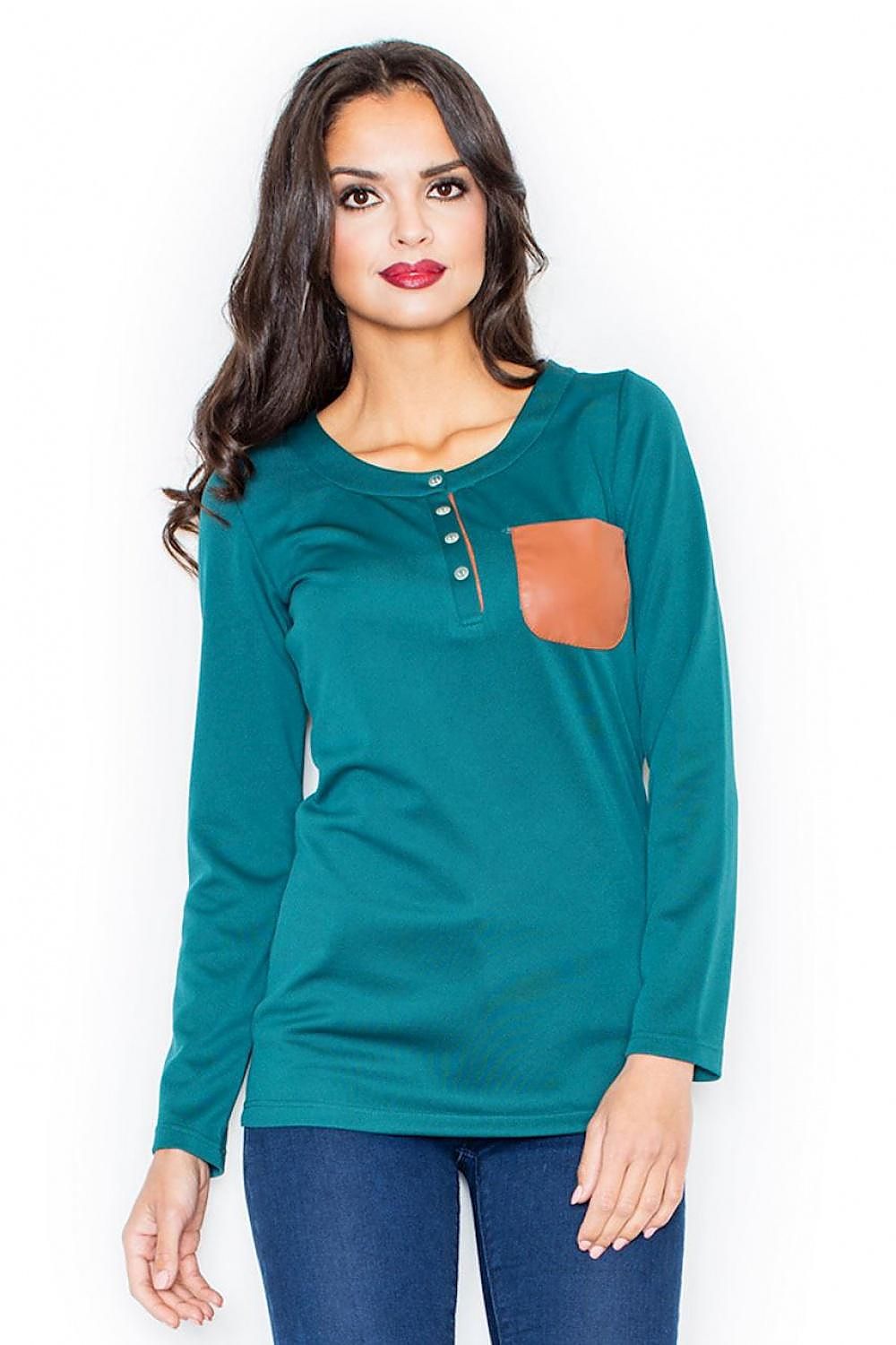 Contrast Pocket Long Sleeve Blouse