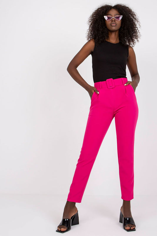 High-Waisted Belted Tapered Pants