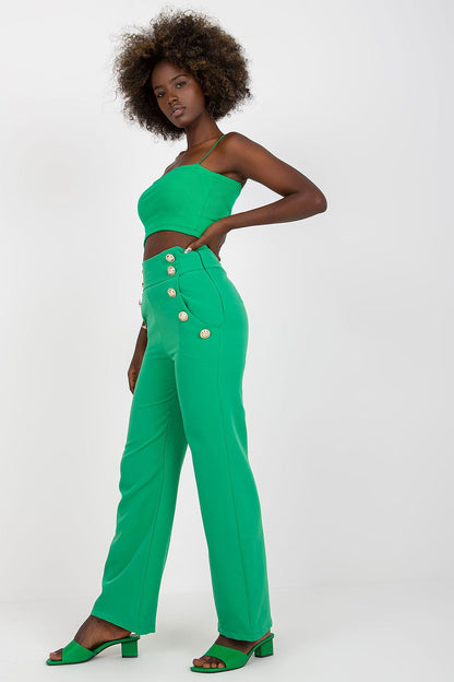 Nautical Buttoned High-Waisted Pants