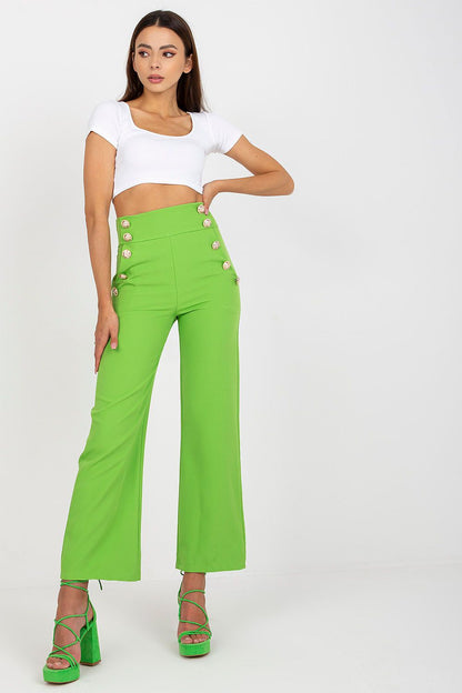 Nautical Buttoned High-Waisted Pants