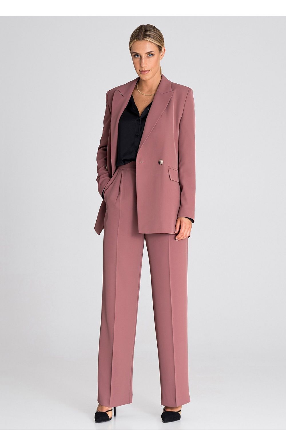 Classic High-Waisted Wide-Leg Trousers