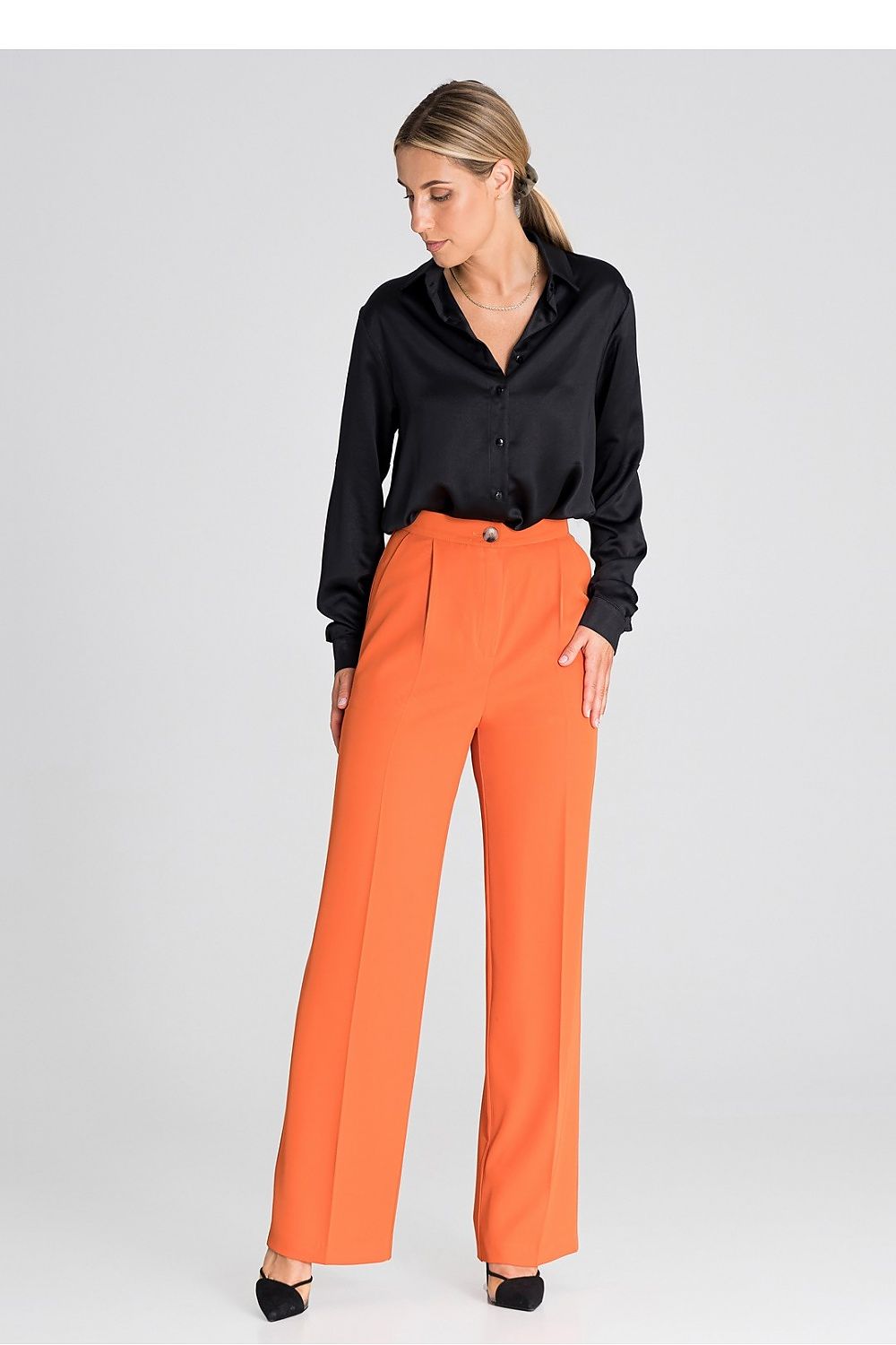 Classic High-Waisted Wide-Leg Trousers