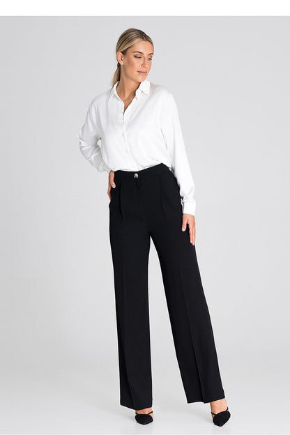 Classic High-Waisted Wide-Leg Trousers