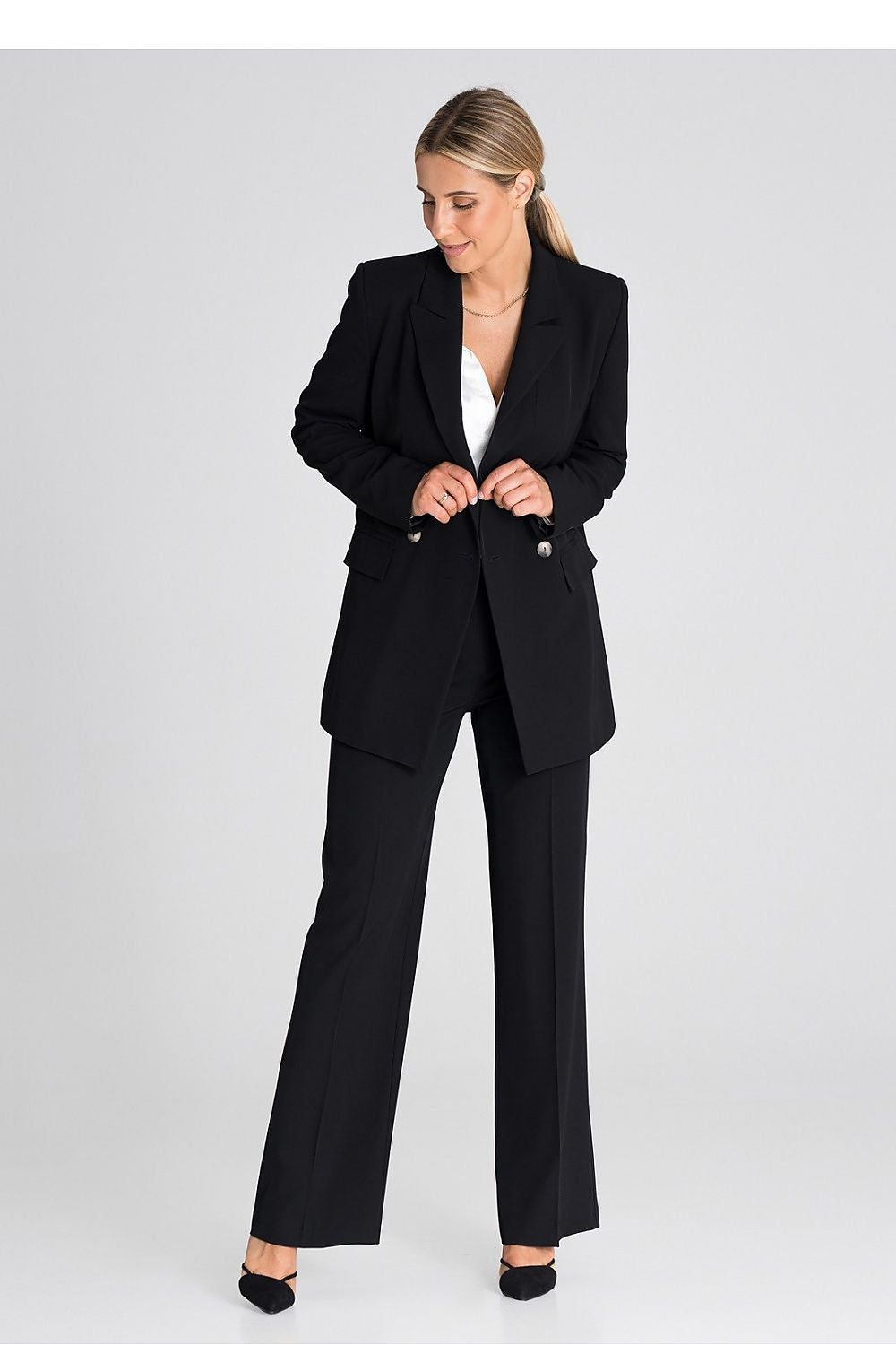 Classic High-Waisted Wide-Leg Trousers