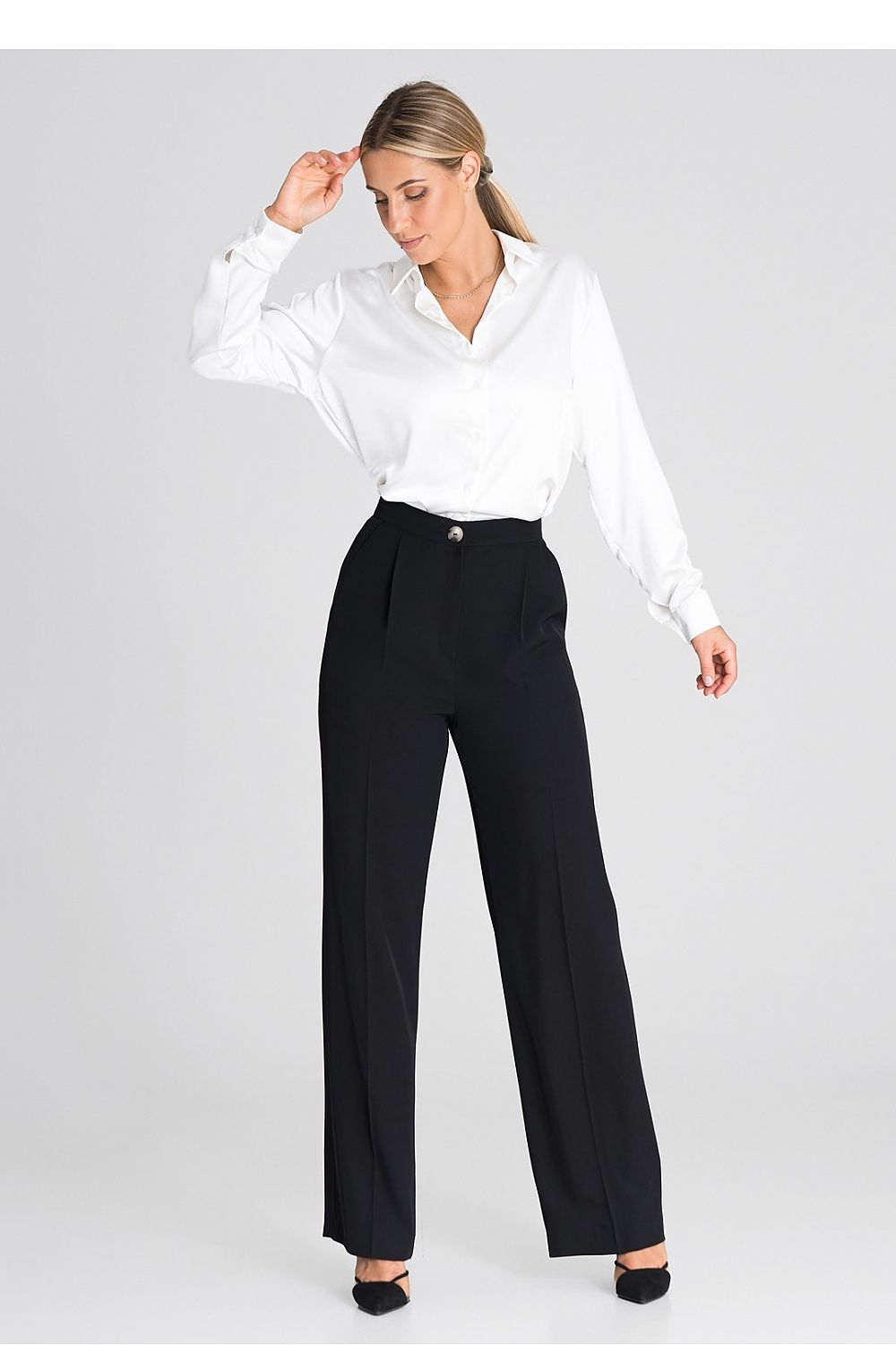 Classic High-Waisted Wide-Leg Trousers