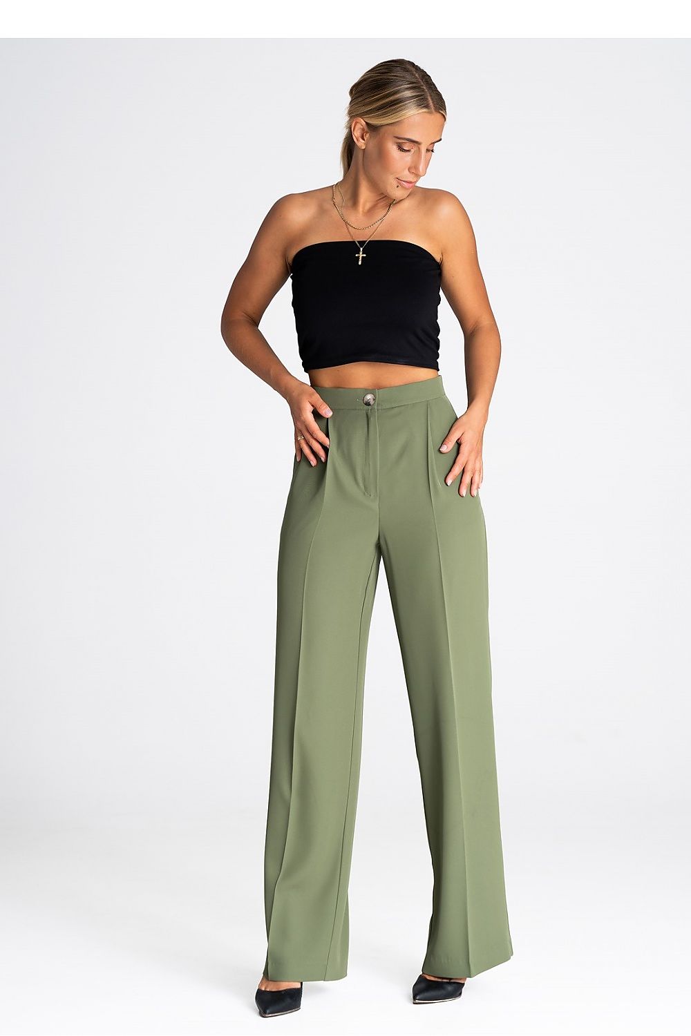 Classic High-Waisted Wide-Leg Trousers