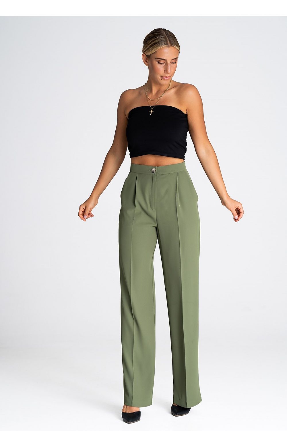 Classic High-Waisted Wide-Leg Trousers