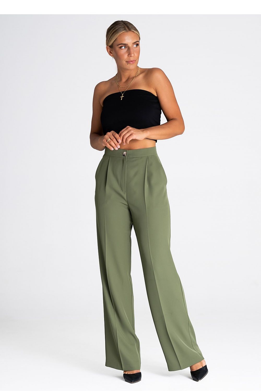 Classic High-Waisted Wide-Leg Trousers