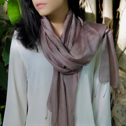 Plum Khmer Silk Scarf-1