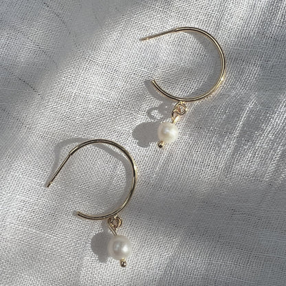 Freshwater Pearl Hoop Earrings-3