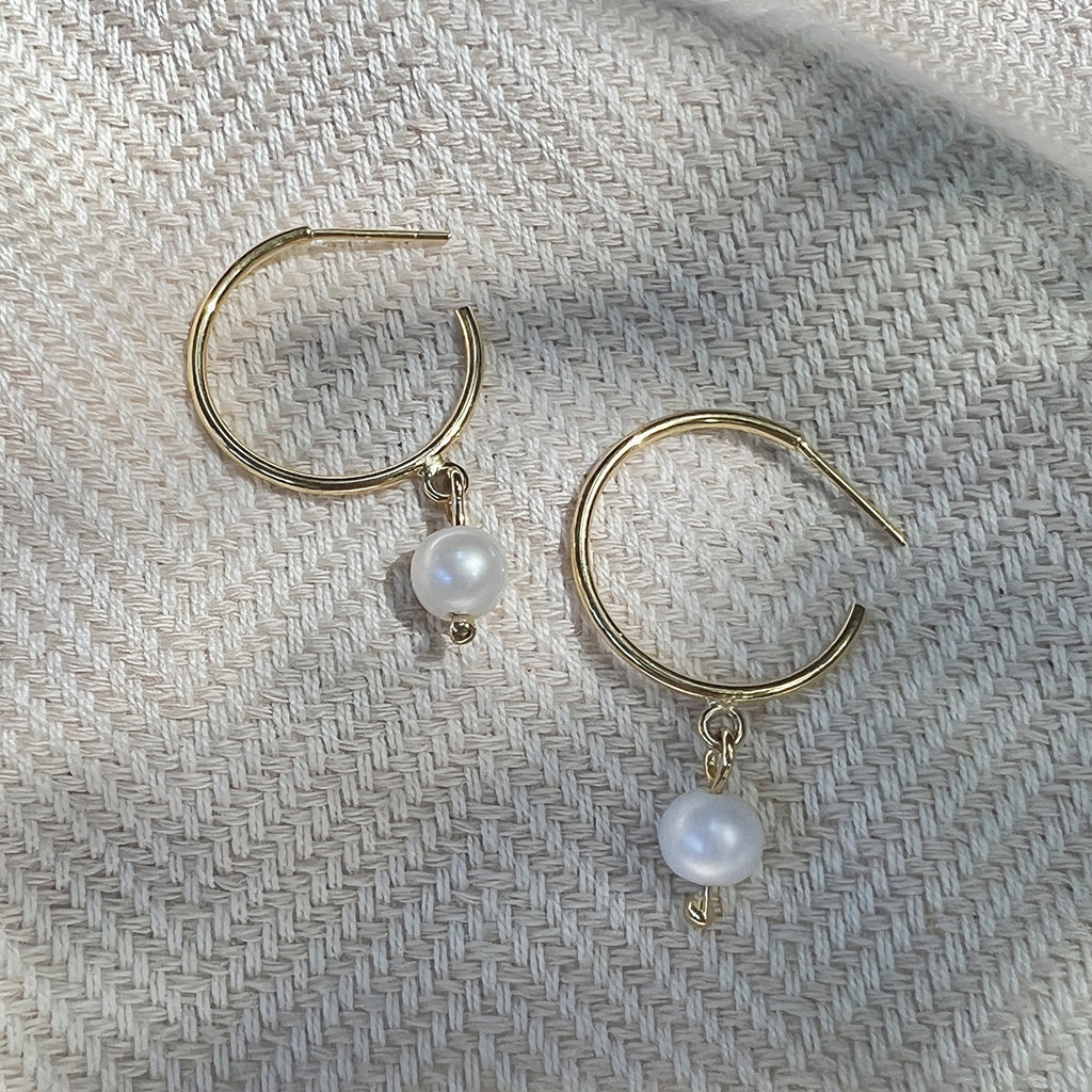 Freshwater Pearl Hoop Earrings-2