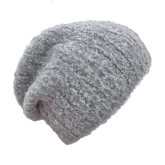 Gray Loop Knit Alpaca Beanie-0