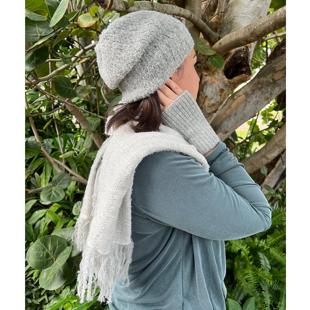 Gray Loop Knit Alpaca Scarf-2