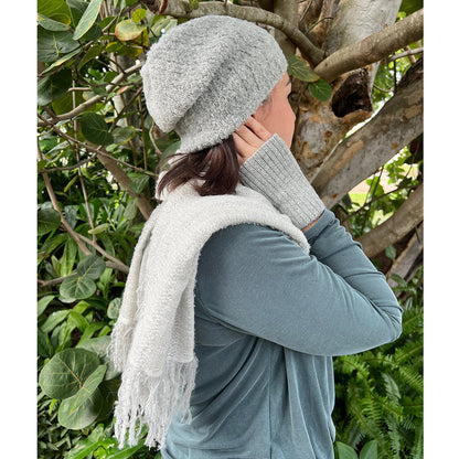 Gray Loop Knit Alpaca Beanie-1