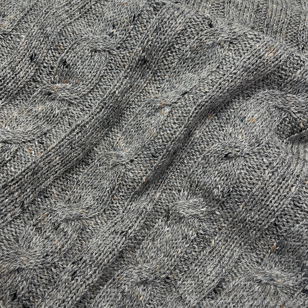 Smoke Gray Cable Knit Alpaca Throw-3