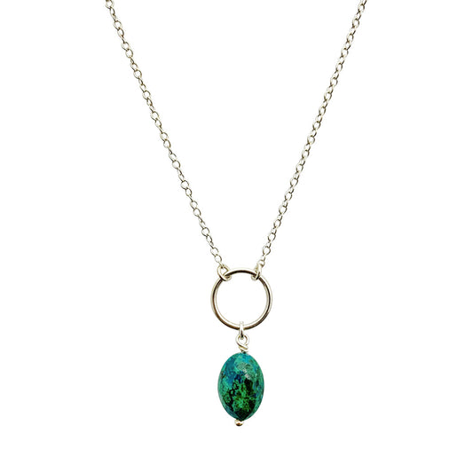 Chrysocolla Circle Necklace-0