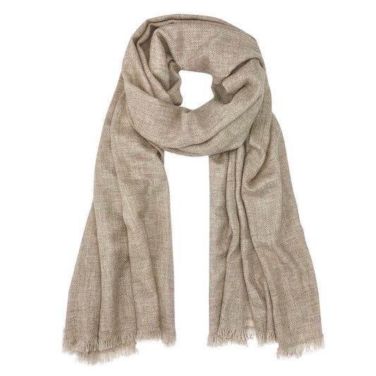 Beige Handloom Cashmere Scarf-0