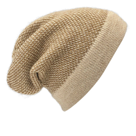 Camel Interwoven Alpaca Beanie-0