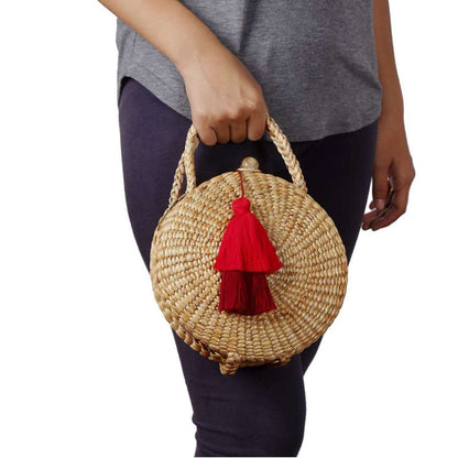 Water Hyacinth Tassel Clutch-1