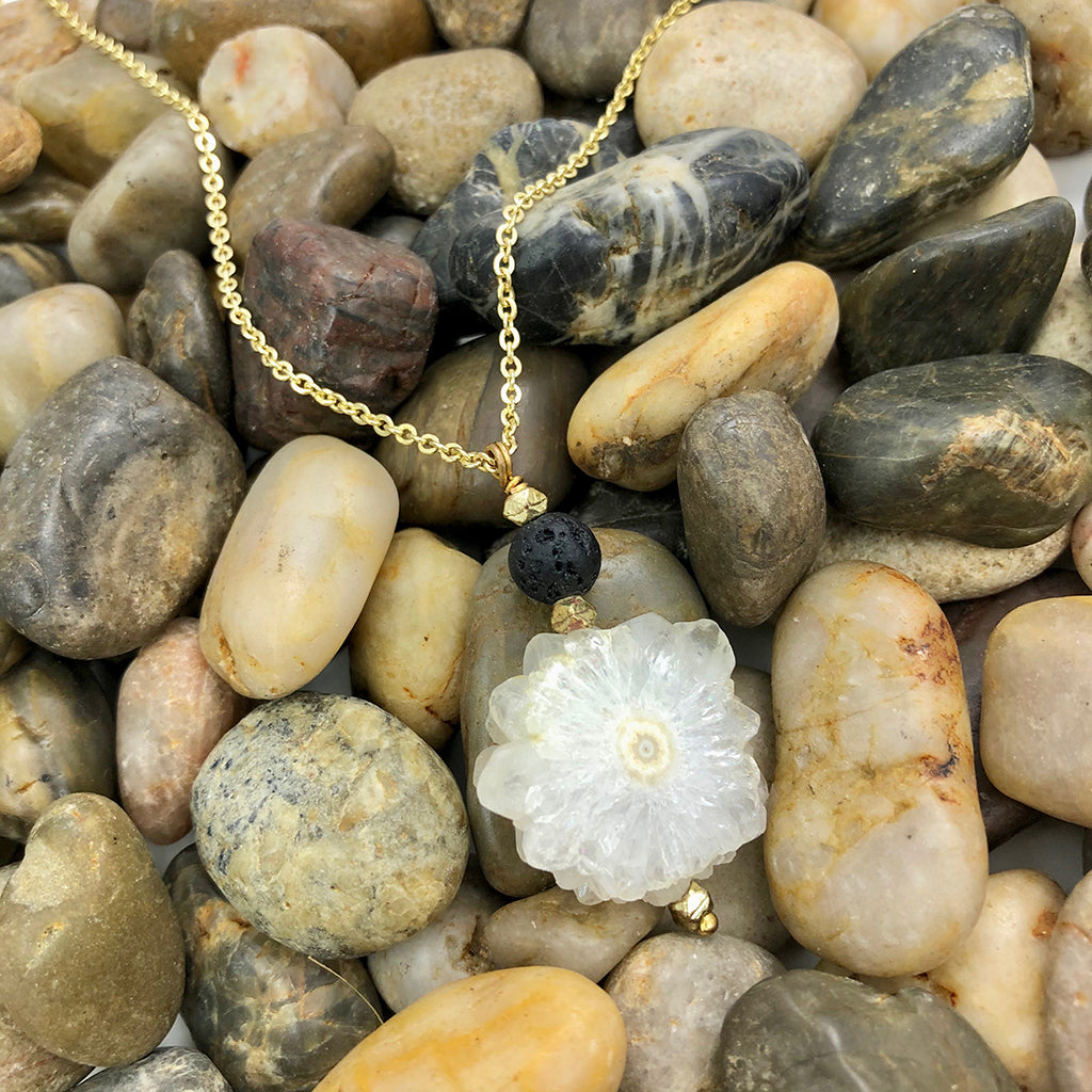 Solar Quartz Lava Necklace-2