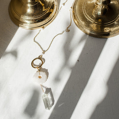 Solar Quartz + Crystal Y Necklace-1