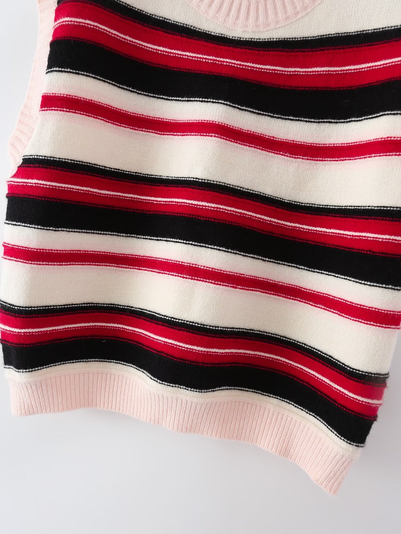 Pink and Black Striped Sweater Vest