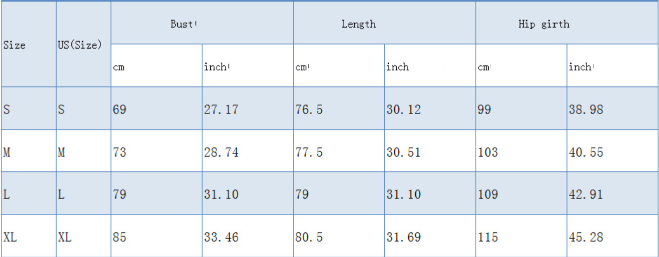 High Waist A-Line Skirt Size Chart