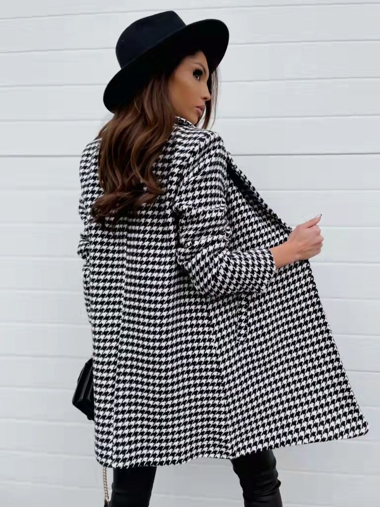 One Button Checked Coat