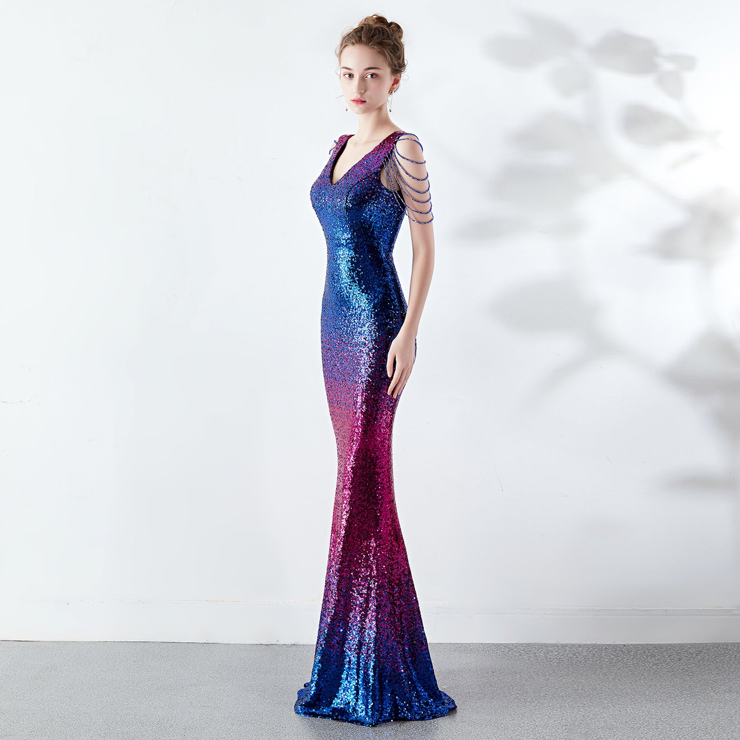 Gradient Color Sequin Gown