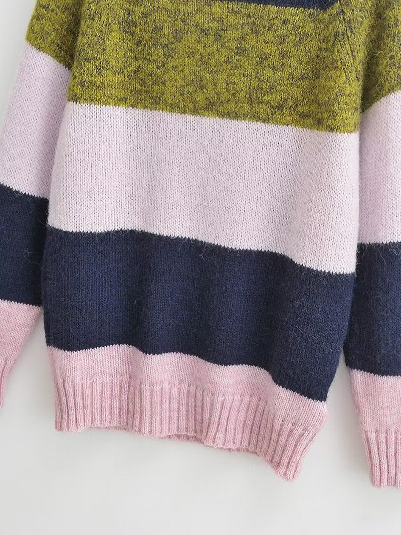 Bold Stripe High Collar Sweater