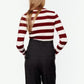 Round Neck Striped Long Sleeve Crop Top