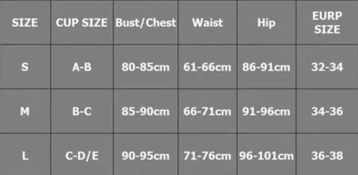Pleated Two Piece Swimsuit Size Chart