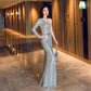 One Sleeve Sequin Gown