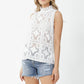 Sleeveless Stand Collar Lace Blouse