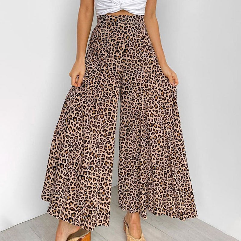 Leopard Print High Waist Wide Leg Pants