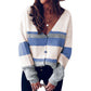 V-Neck Striped Knit Sweater