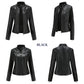 Stand Collar Zipper Faux Leather Jacket