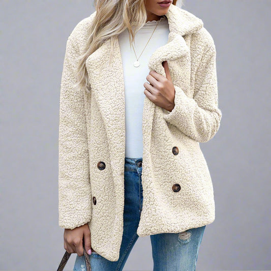 Collared Loose Fleece Coat