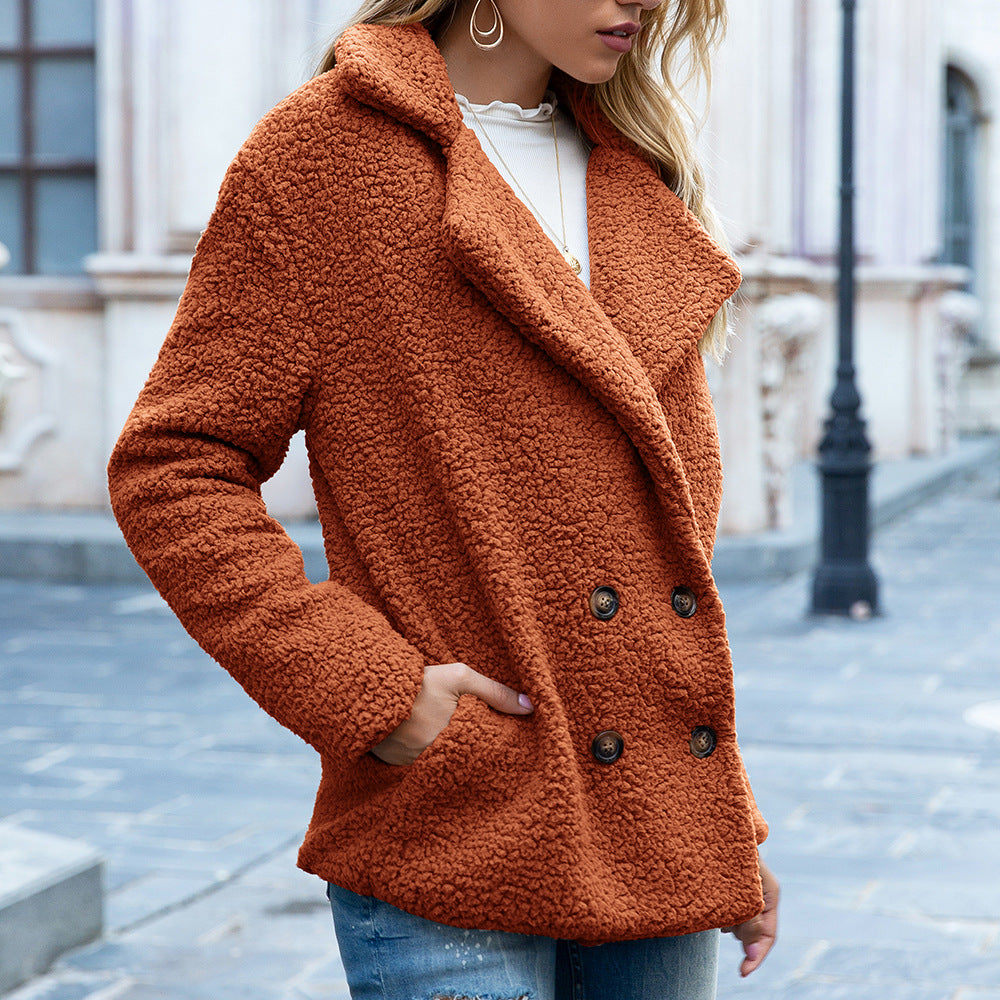 Collared Loose Fleece Coat