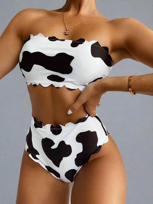 Cow Print Bandeau Bikini