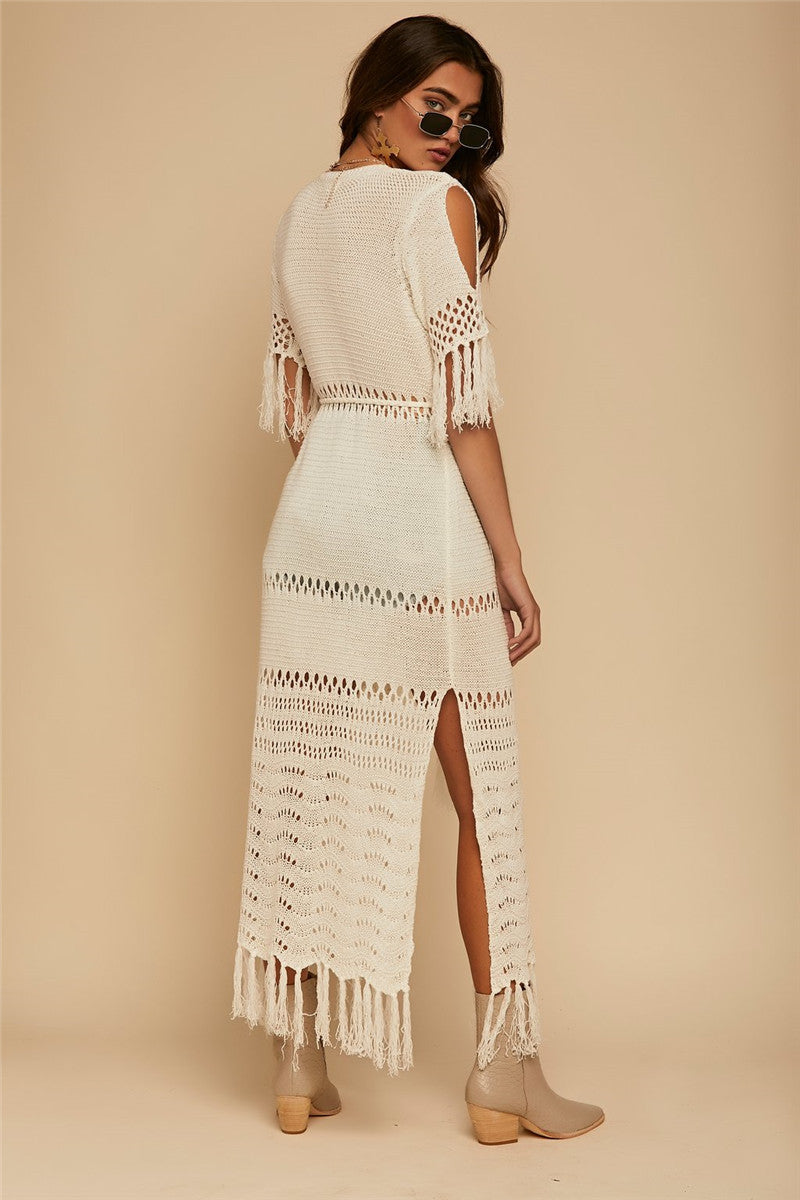 Knitted Tassel Beach Cover-up