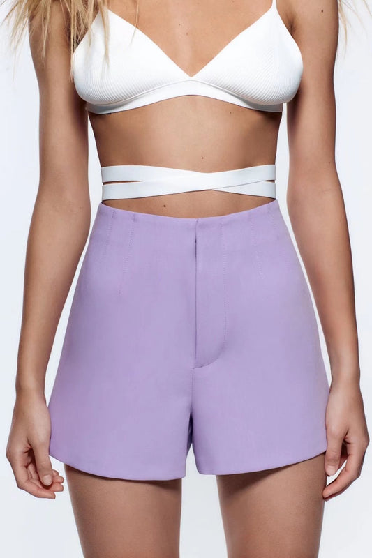 Purple High Waist Shorts