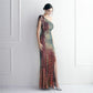 One Shoulder High Slit Sequin Gown