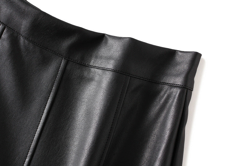 Faux Leather A- line Skirt