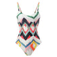 Abstract One Piece Swimsuit and Skirt Cover Up
