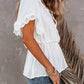 Short Sleeve Lace Trim Pullover