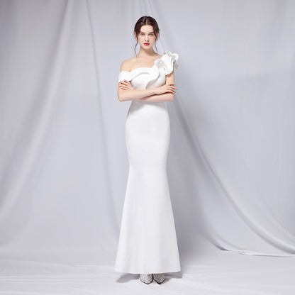 Ruffled Off-Shoulder Gown